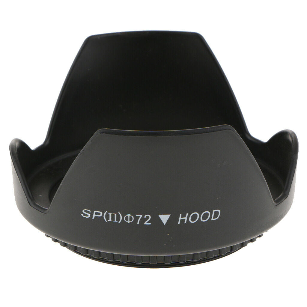 72mm Plastic Standard Crown Petal Flower Shaped Camera Lens Hood Black