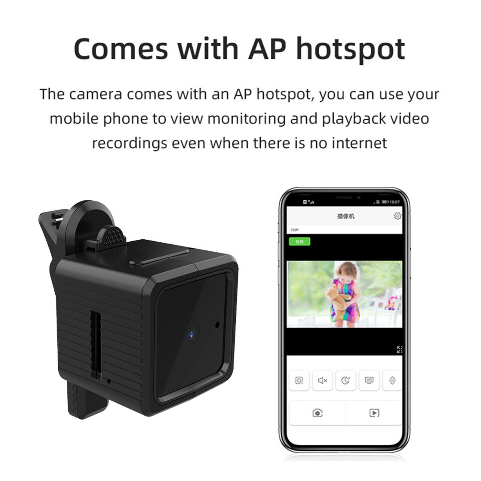 Mini Security Camera Small HD 1080P Monitor Max 32GB Card for Home Apartment