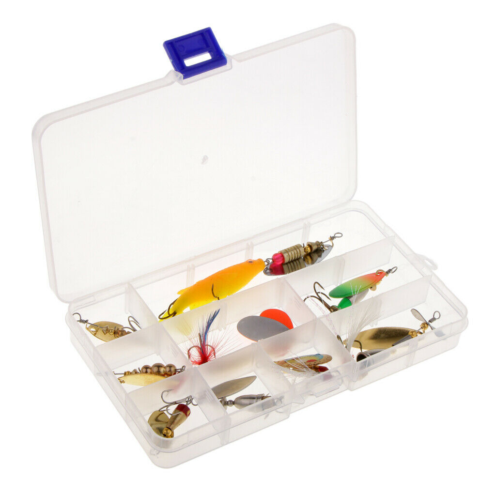 9pcs Fishing Lure Spinnerbait Spoon Lures Spinners Hard Crankbait Bass Trout