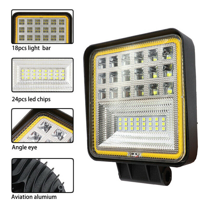 126W Led Work Light Off-Road Headlight 9V-36V Spot Light Tractor Truck Excavator