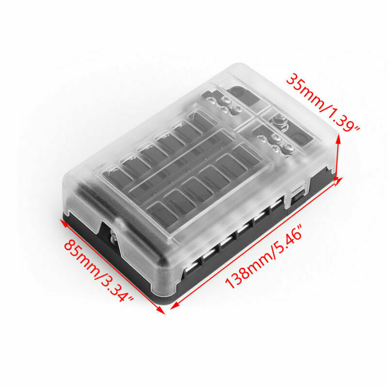 12 Way Circuit Standard ATC ATO LED Fuse Box 32V Universal 250Amp Waterproof CN