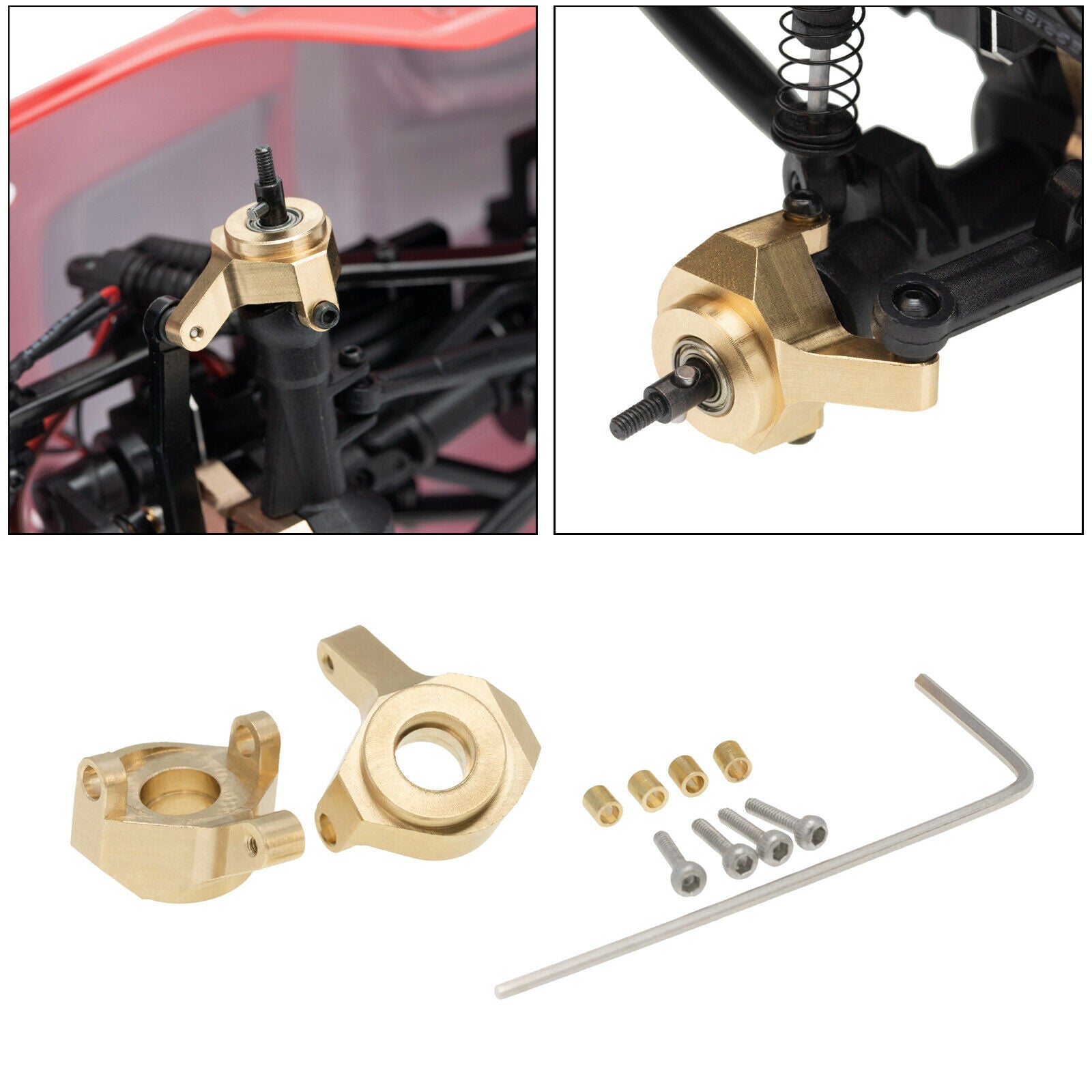 2pcs Brass Front Steering Knuckle Set Fit for Axial SCX24 90081 RC Car Parts