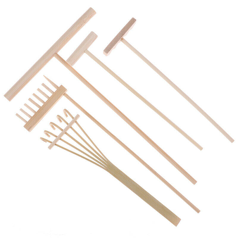 5Pcs Bamboo Zen Garden Rake Meditation Tools Home Decor Relaxation Handcr.l8