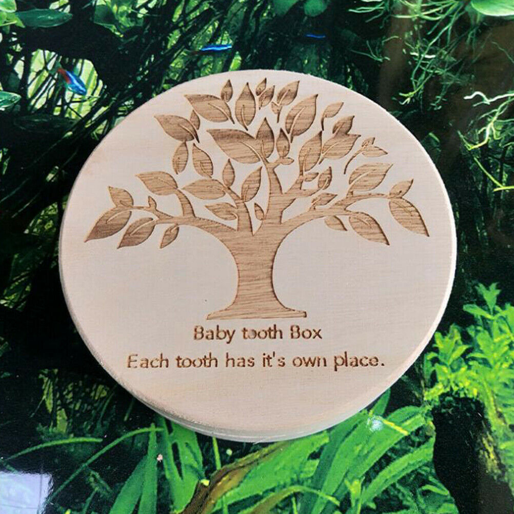 Baby Tooth Box Organizer Milk Teeth Wood Storage First Tooth Keepsake Baby Bo FG