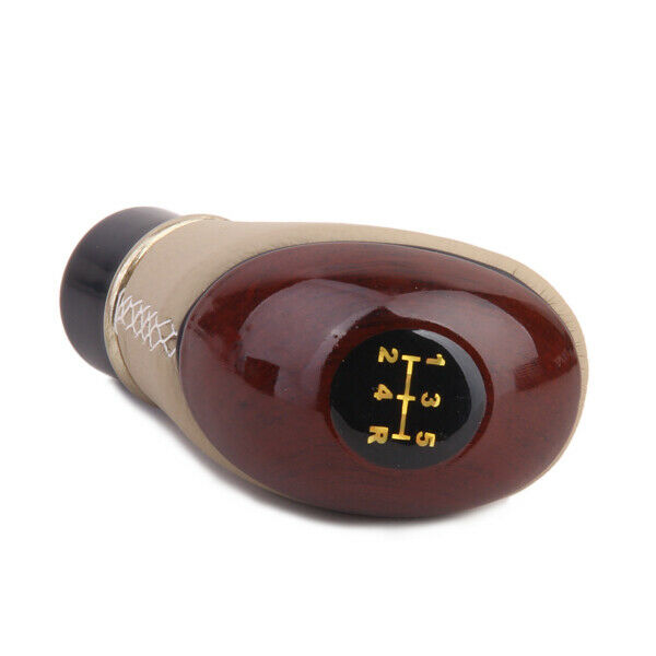 Wooden PU Leather Car Gear  Lever Knob - Brown and Beige
