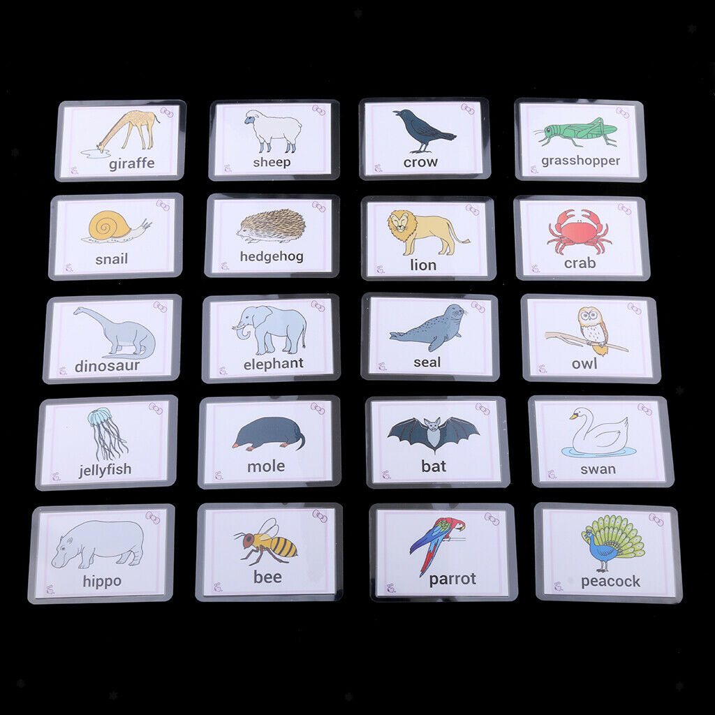 80 Pieces Animal Cognitive Flash Cards Kids Educational Sight Word Flashcard