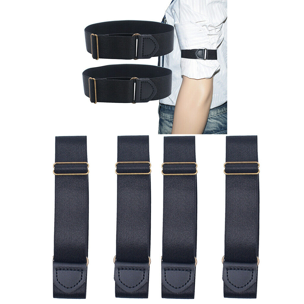 2Pairs Adjustable Shirt Sleeves Arm Garter Band for Men