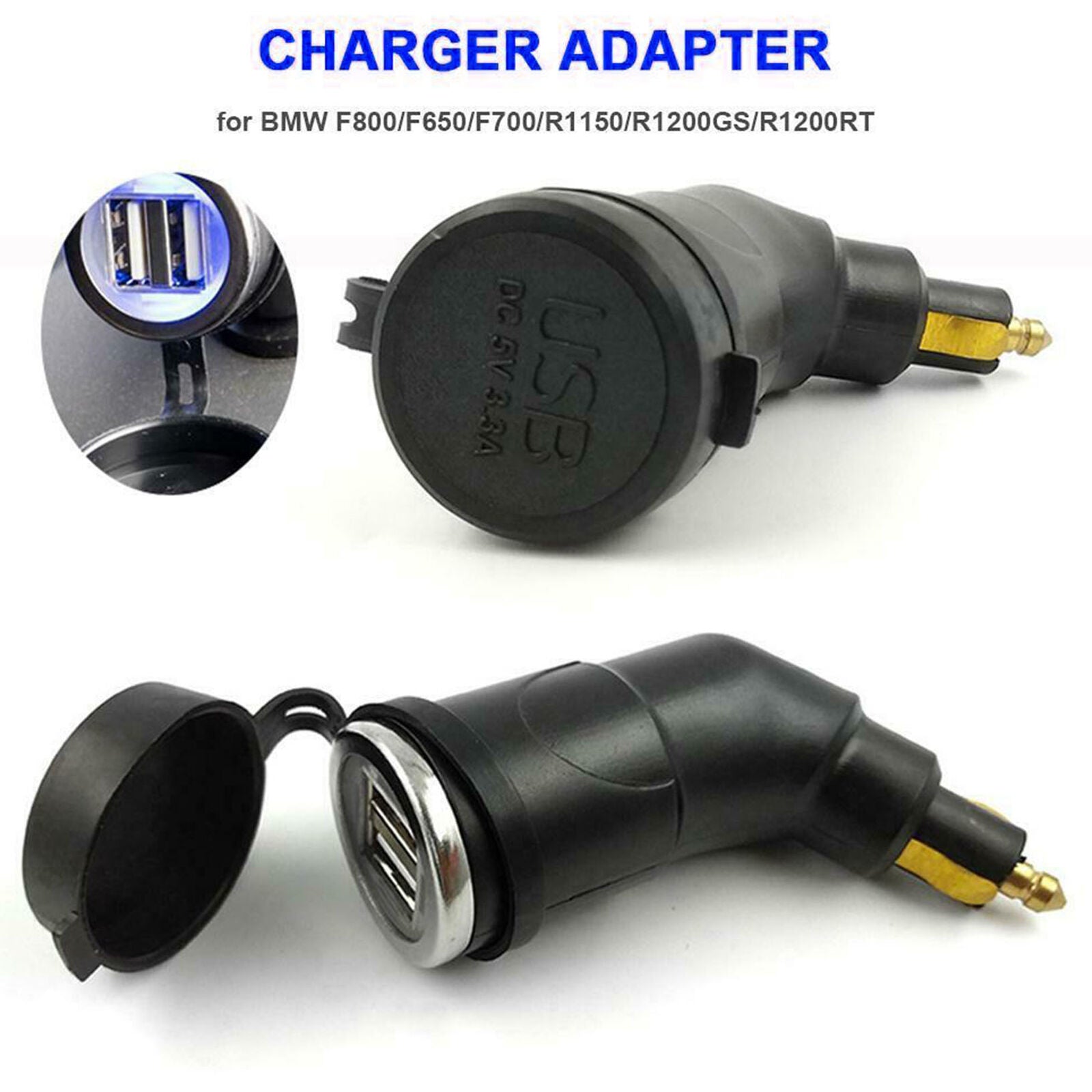Motorcycle Dual USB Port Charger Socket Adapter for BMW R1200GS R1200RT F800
