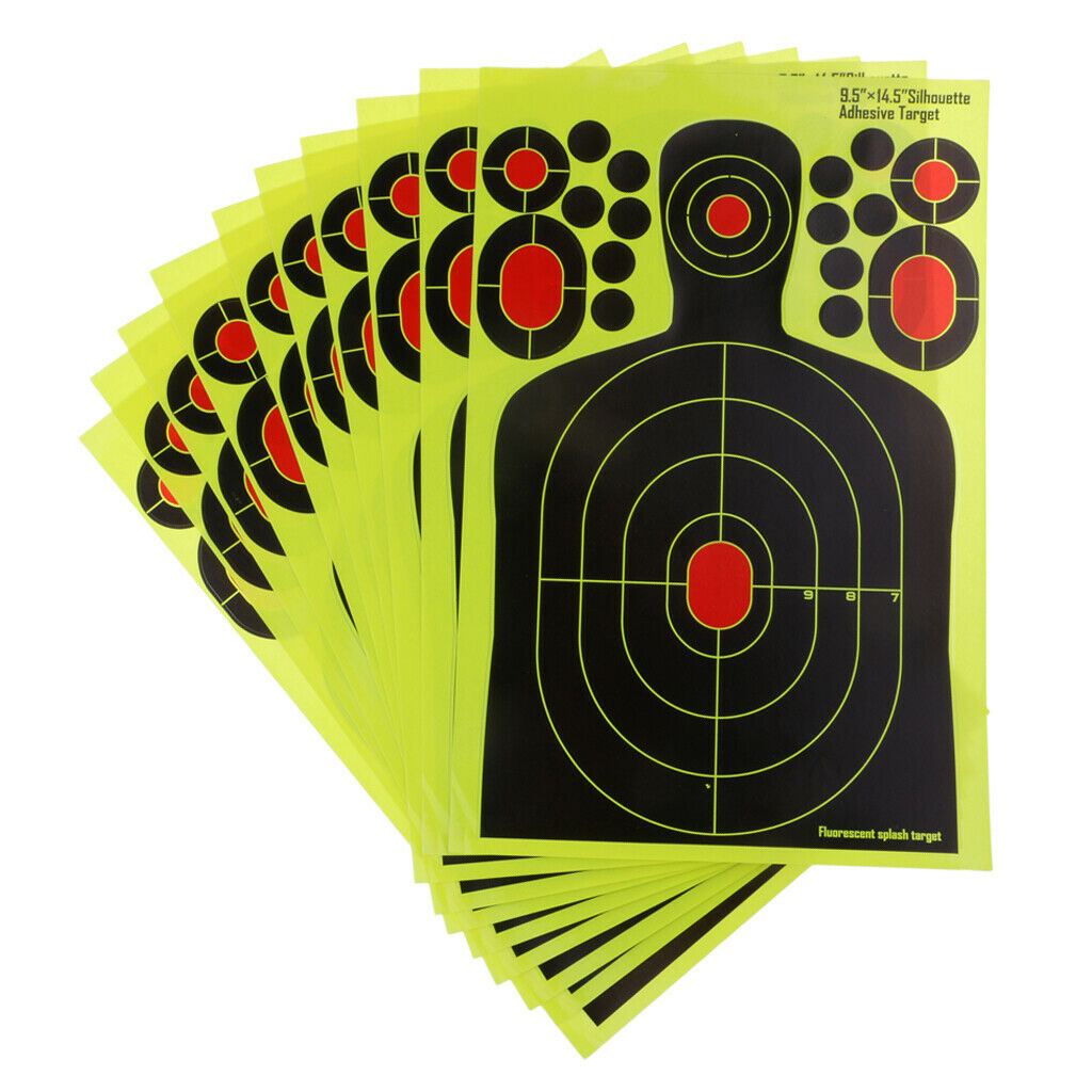 10x Silhouette Shooting Range Paper Target Reactive Splatter Adhesive Target