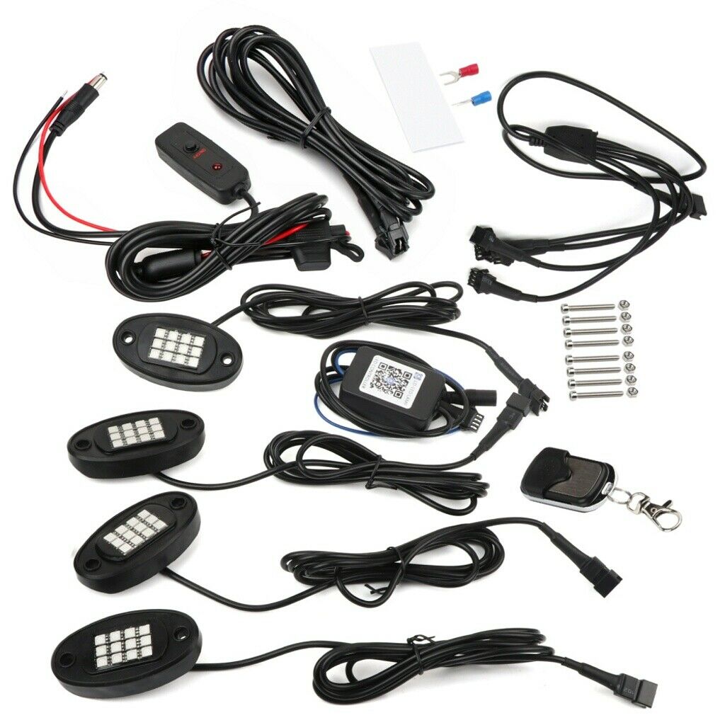 LED Rock Light Kits 4 Pods for Truck UTV ATV with Dimmer Switch new