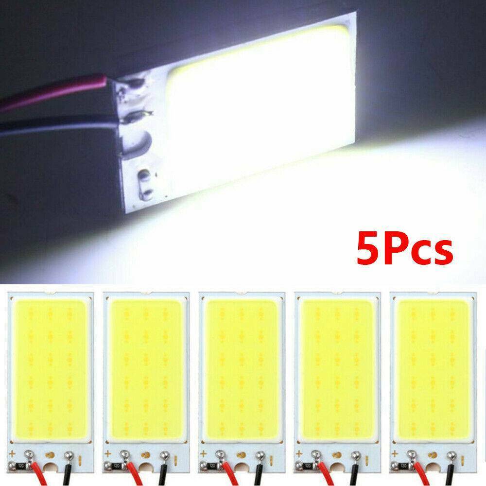 5PCS White Light COB LED T10 4W 12V Car Interior Panel Light Dome Lamp Bulb Set