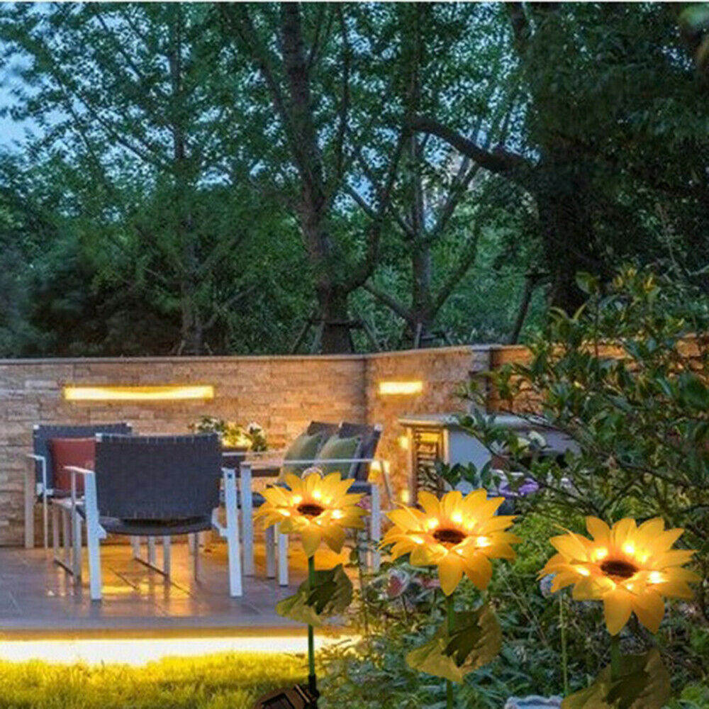 2Pack Outdoor Solar Sunflower Garden Stake Lights LED Landscape Decorative Light