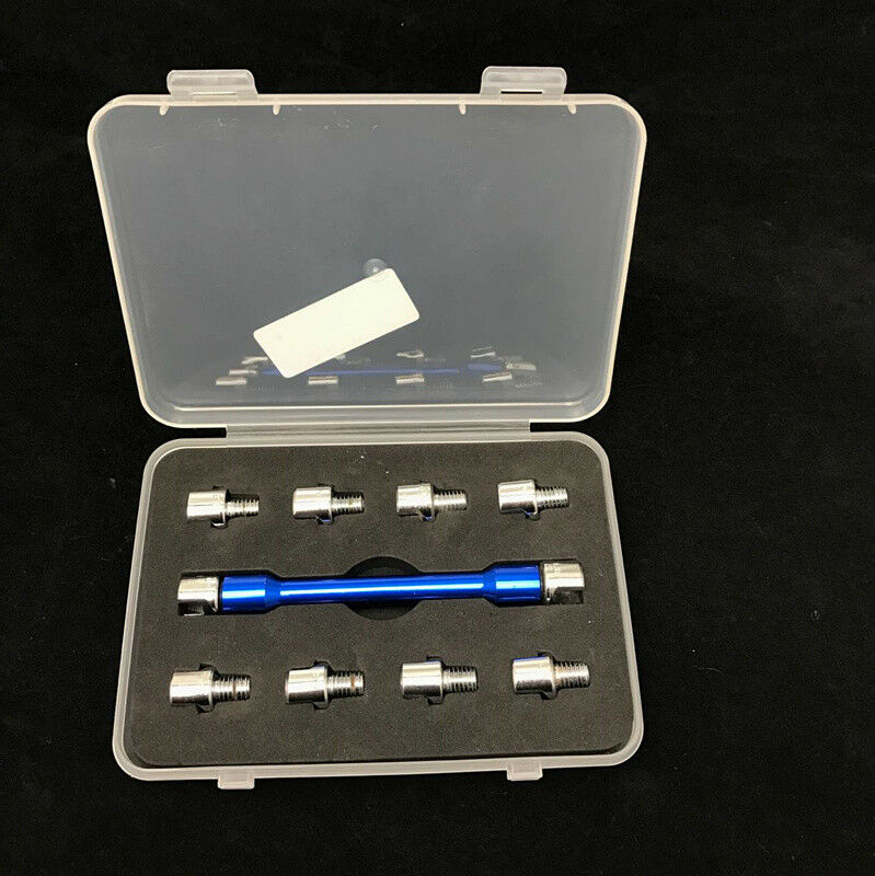 Motorcycle Bike Spoke Wrench Hand Tool with 10Kinds Hardened Tips 5.0-6.8 Covers