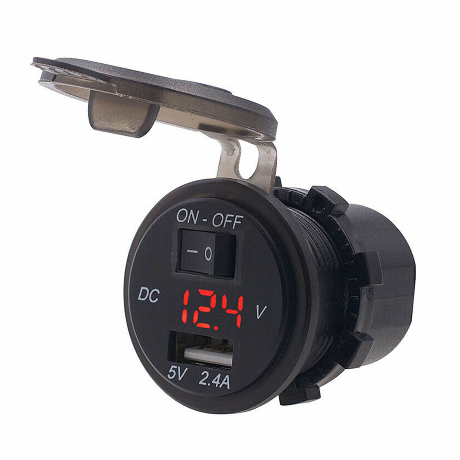 12V/24V USB Fast Charger Socket Outlet On&Off Switch For Car Motorcycle
