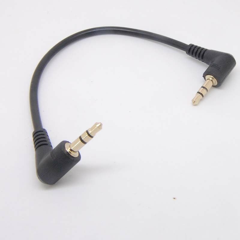 Black Short Right Angle 3.5mm Male to Right Angle Male 3.5mm Audio Cable