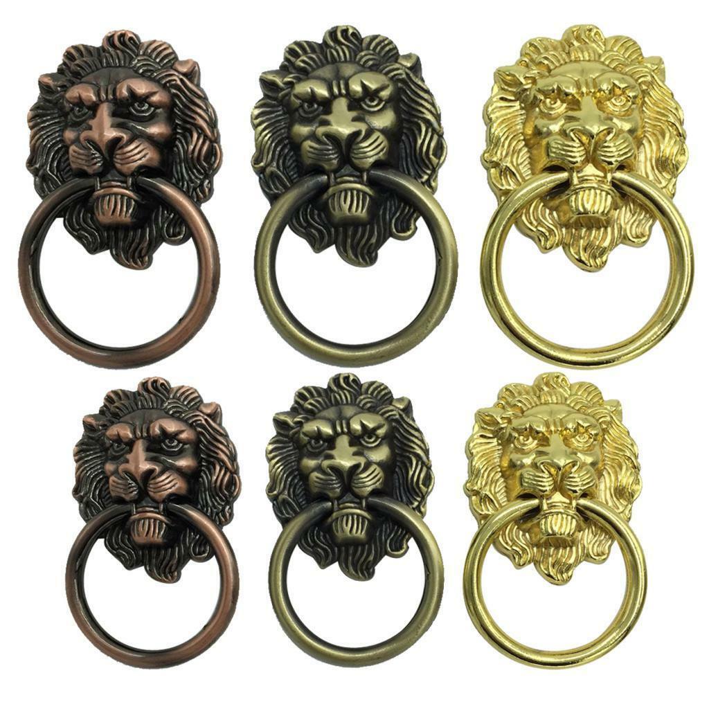Lion Head Shape Pull Handle Door Cabinet Drawer Knob Furniture Decor _Gold_L