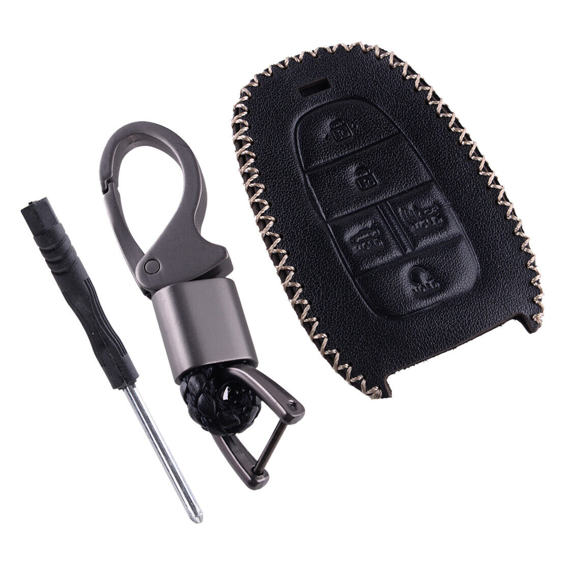 Black 5 Buttons Remote Key Case Fob Cover Fit For Hyundai Sonata 2020-21