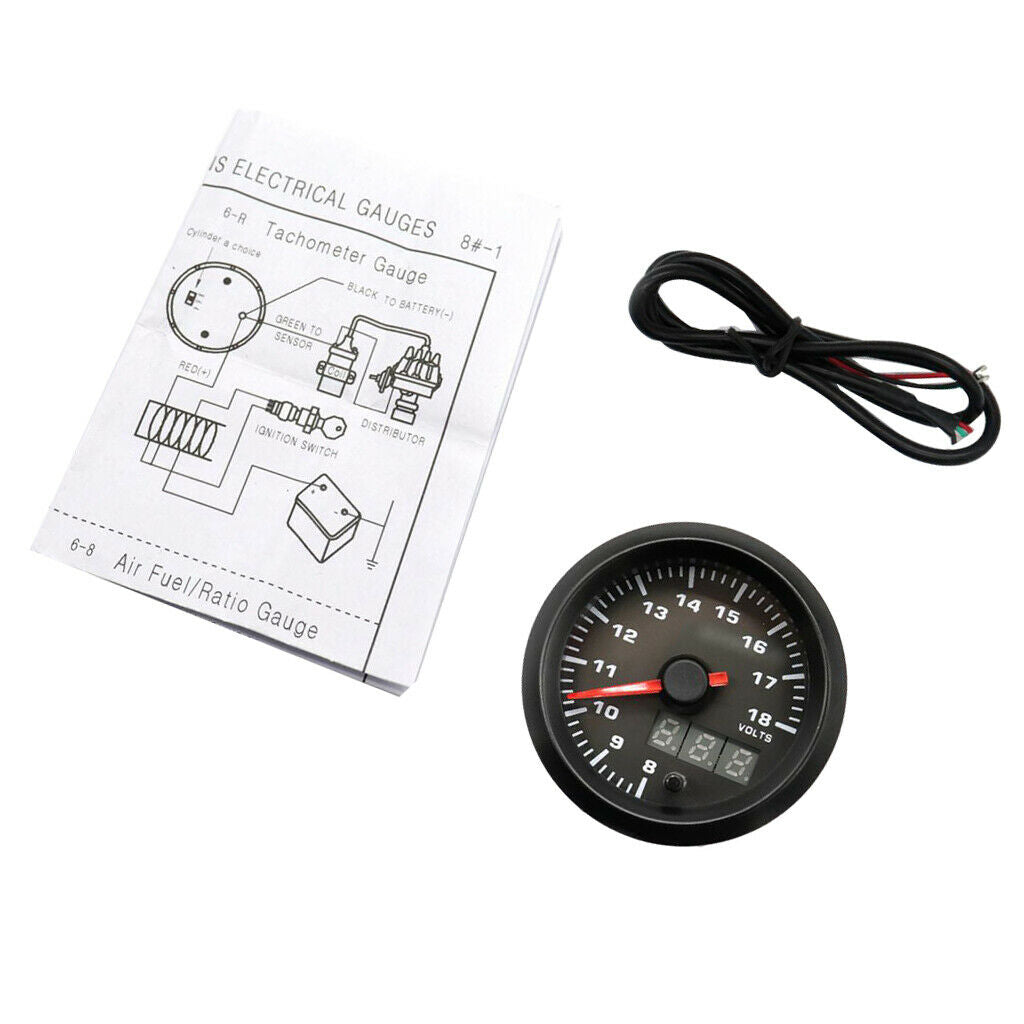 8-18V Boat Marine Truck Voltmeter 7 Color LED Volt Meter Gauge Black Bezel