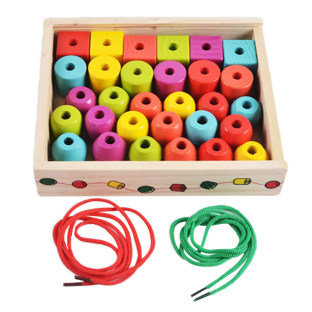 Wooden Lacing Beads Threading for Toddlers Lacing Toys Christmas Girls