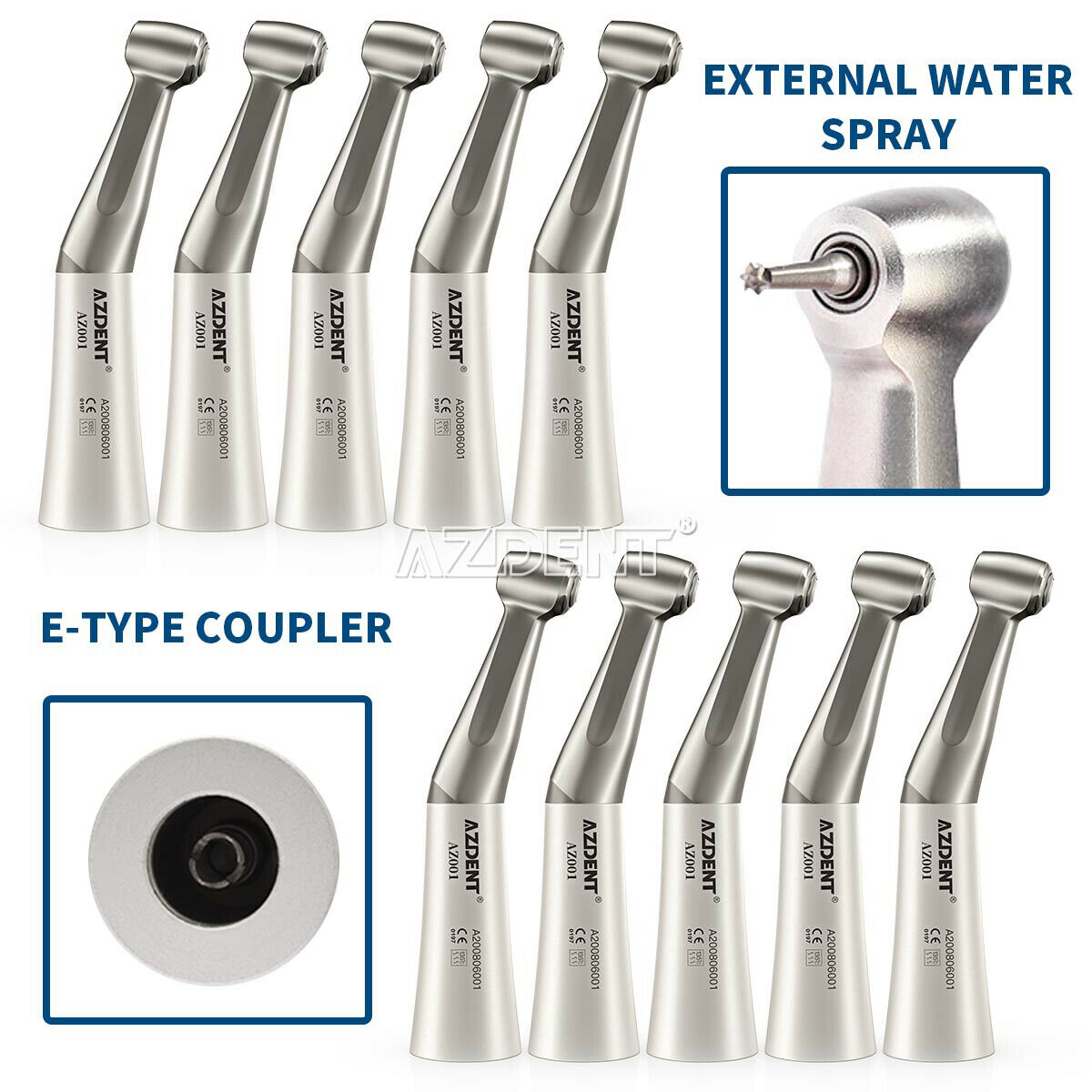 10Pcs NSK Style AZDENT Dental Contra Angle Low Speed Handpiece Push Button