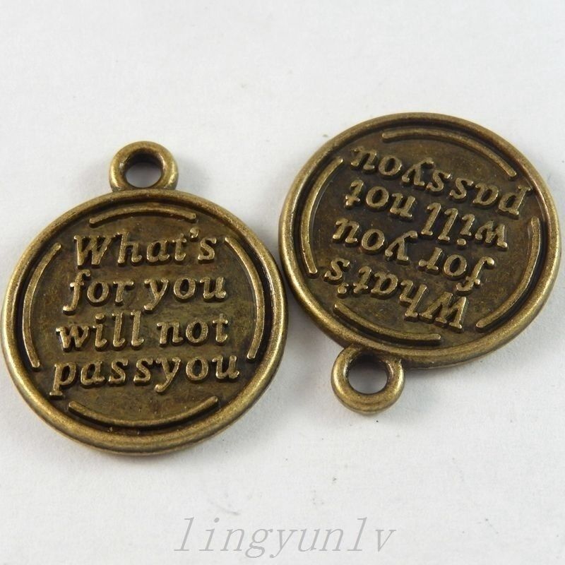 15 pcs Antiqued Bronze Motto Tag Charm Engraved Pendant Alloy Crafts 23*20*2mm