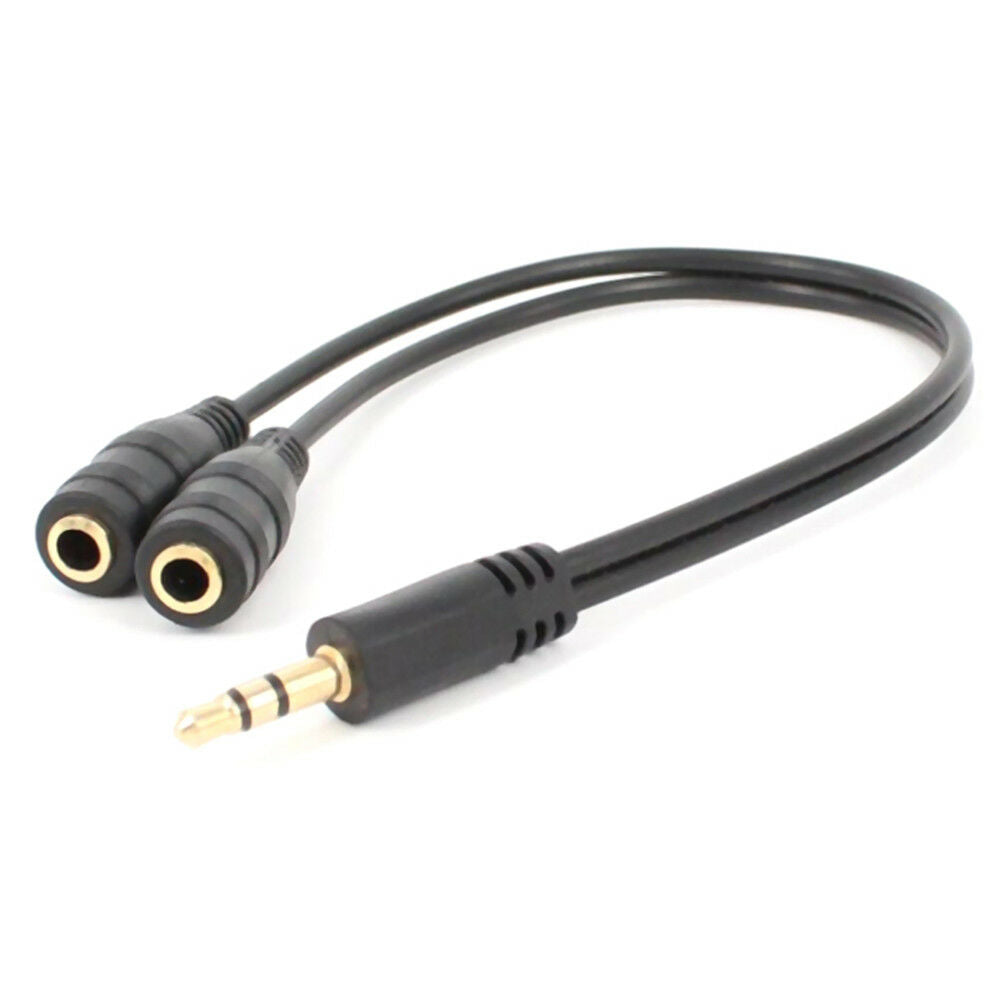 2Pcs 3.5Mm Audio Splitter Y Cable Headphone Adapter 1 Male Jack To 2 Dual Fe SJ