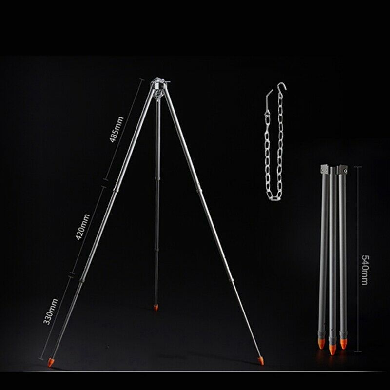 Portable Camp Fire Tripod Teles Outdoor Cooking Tripod with Adjustable Hang E2P9