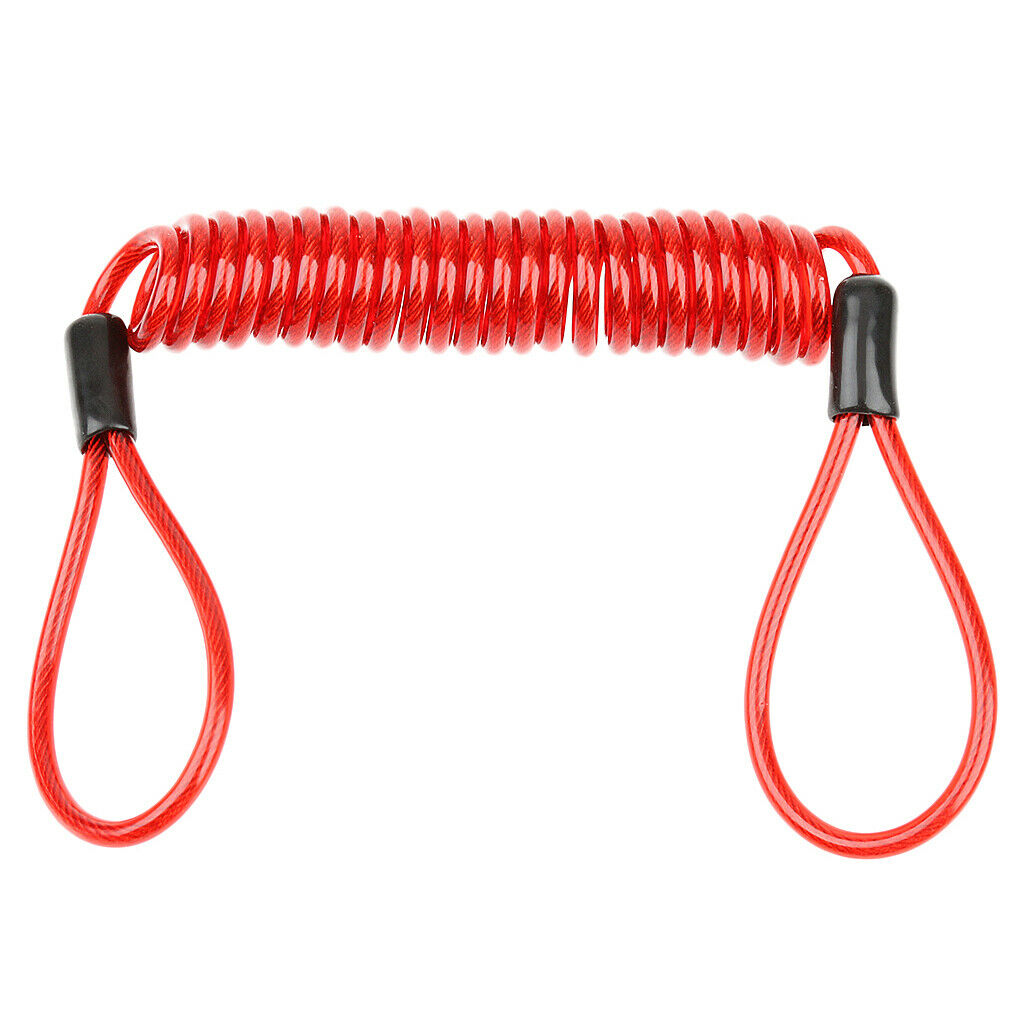 Coiled Lanyard Fishing Spring Cord Luggage Lock Cable Anti-Theft Red 1.5m