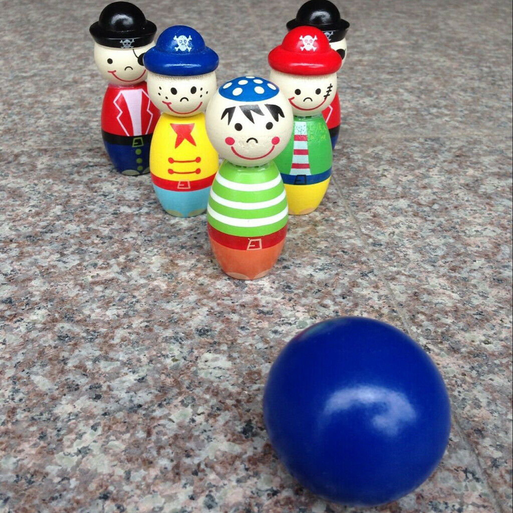 Colorful Mini Wood Bowling Game Set Family Fun Toys Children's