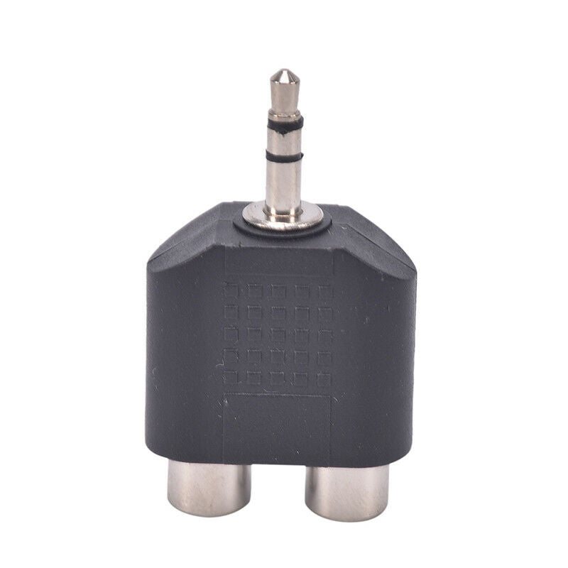2x 3.5mm Male to 2 RCA Female Y Splitter AV Audio Video Plug Converter Ada.l8