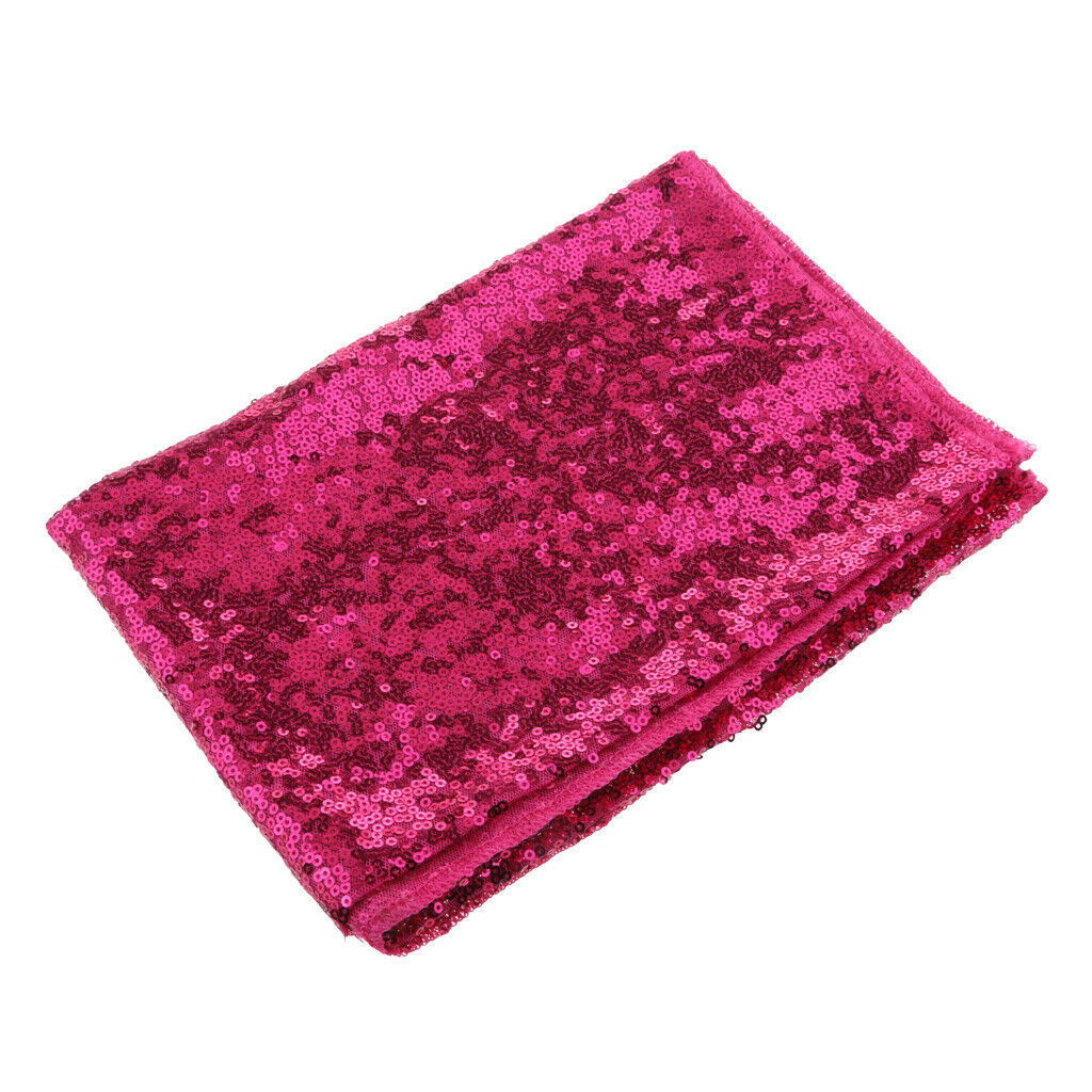 Sequin Tablecloth for Wedding Party Banquet Table Cover 130x50cm Rose Red