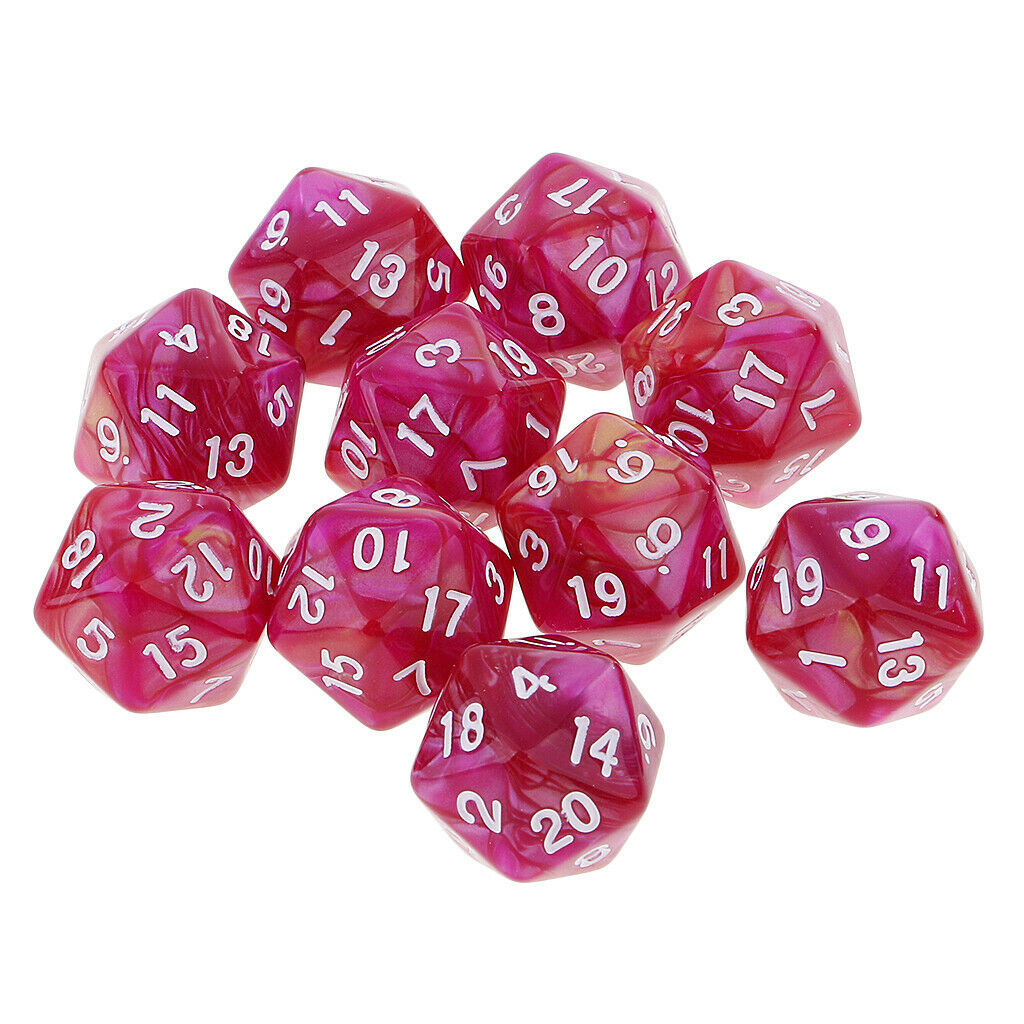10x Opaque 20 Sided Dice D20 Multi Side Dices for Board Game Toys Purple Red