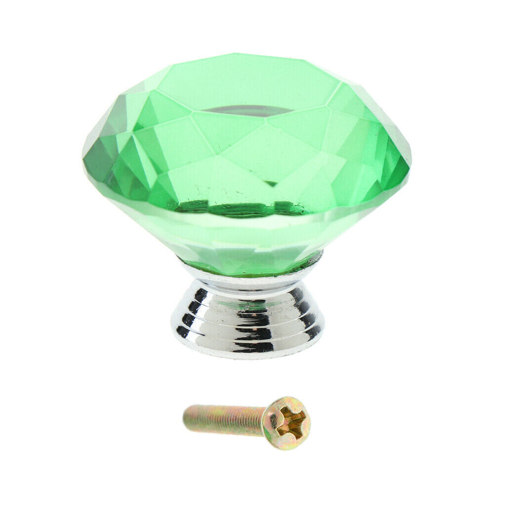 Crystal Diamond Shaped Door Handle Cabinet Cupboard Pull Knob Handle Green