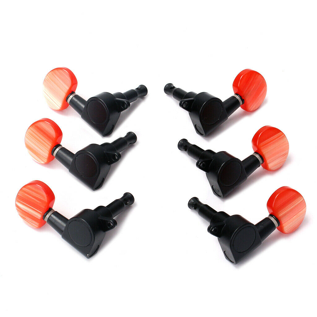 6 Pieces 3L3R Acoustic Guitar Tuning Pegs Keys Tuners with Red Buttons