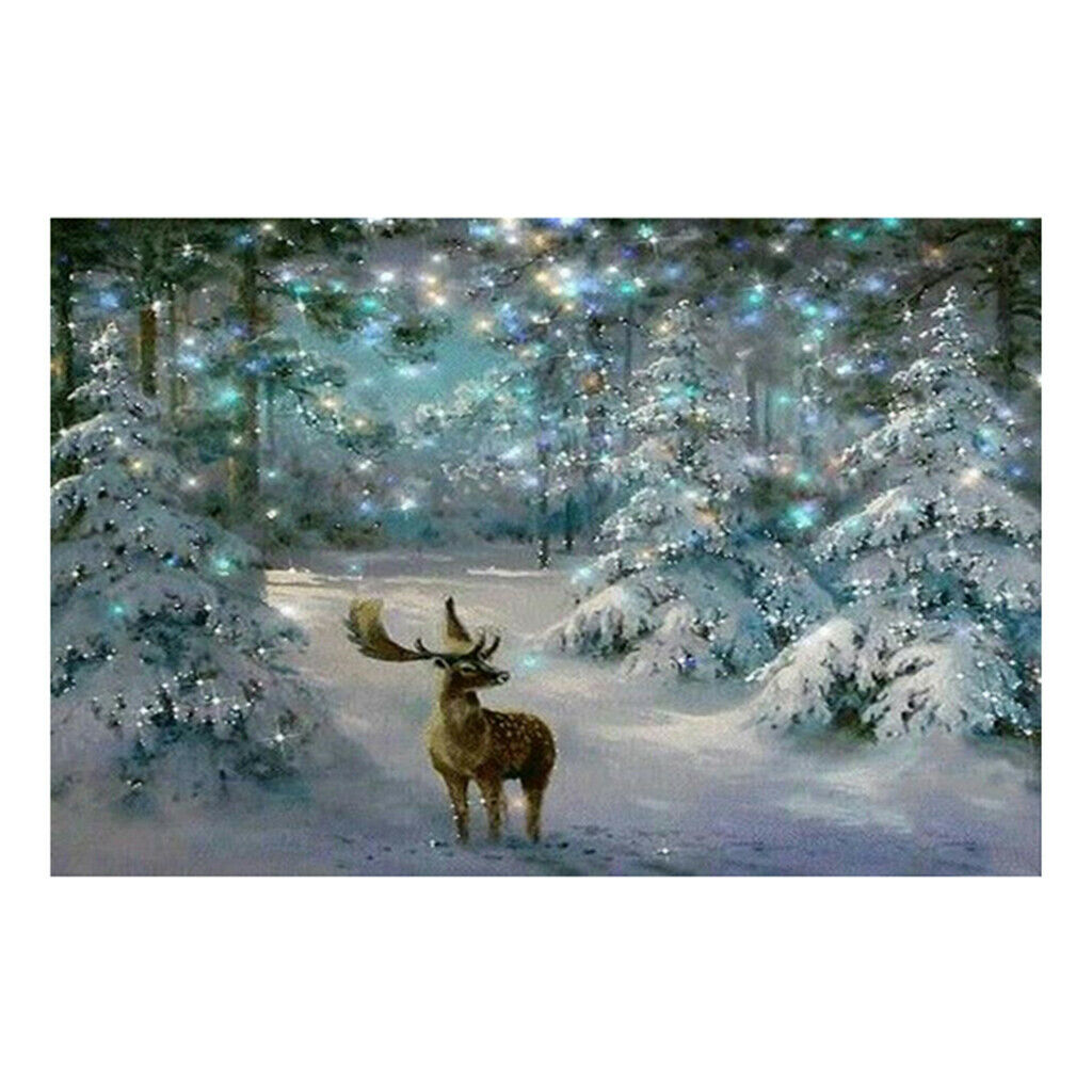 DIY 5D Diamond Painting Kit Lovely Deer Forest Full Drill Cross Stitch Craft