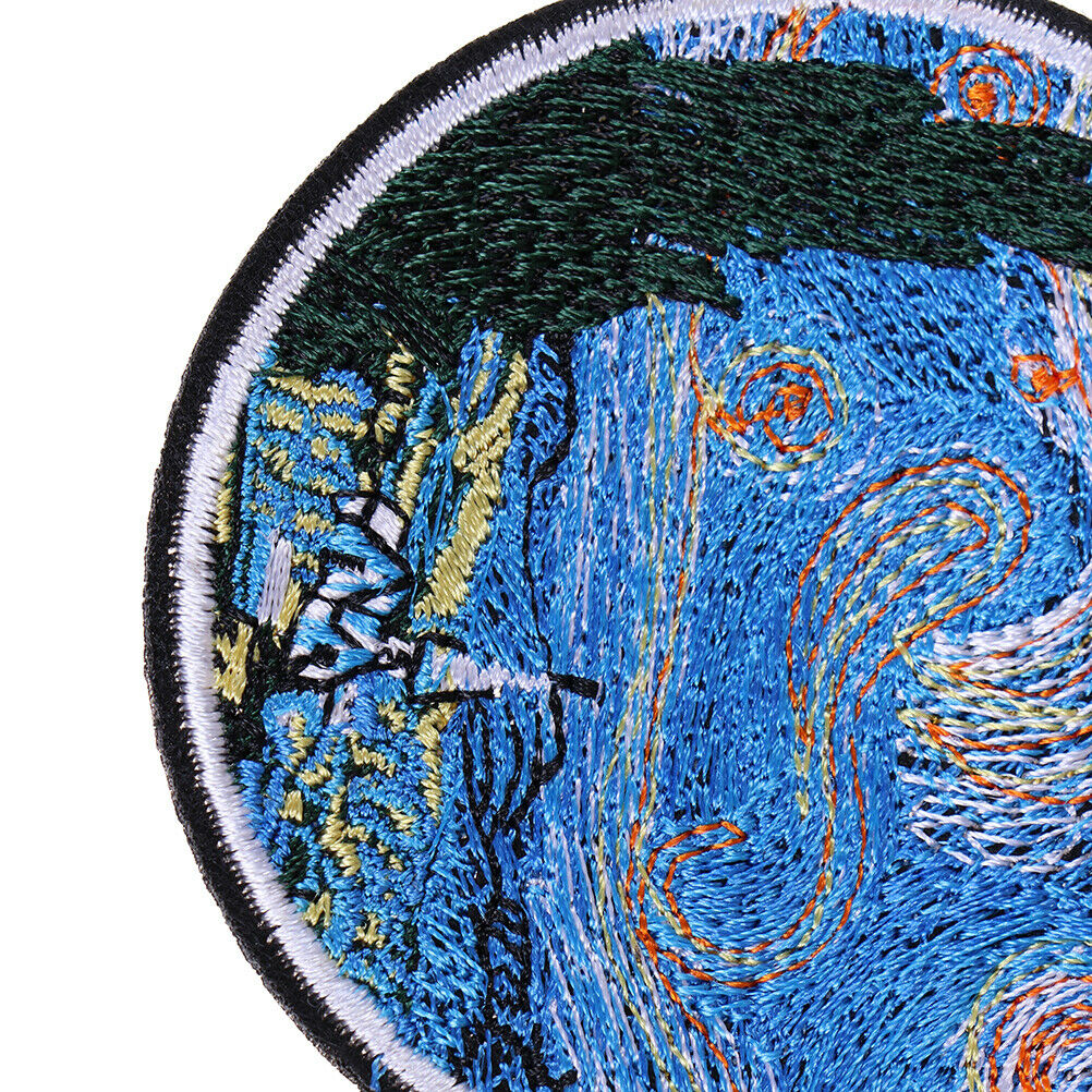 The star night painting embroidery iron on patches DIY clothes applique s.l8