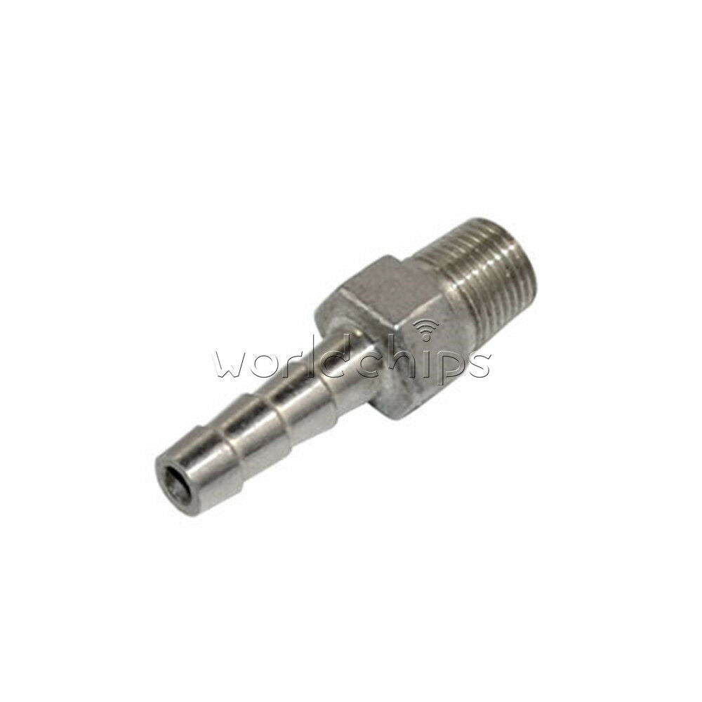 New Stainless Steel 1/4 Male Thread Pipe Fitting x 8mm barb Hose Tail Connector