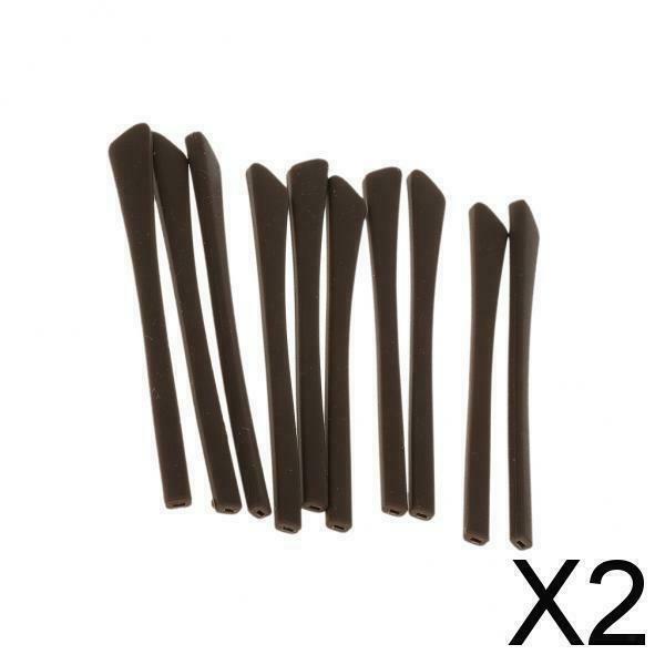 2X Pack of 10x Silicone Eyeglasses End Tips Ear Sock Tubes Replacements Brown