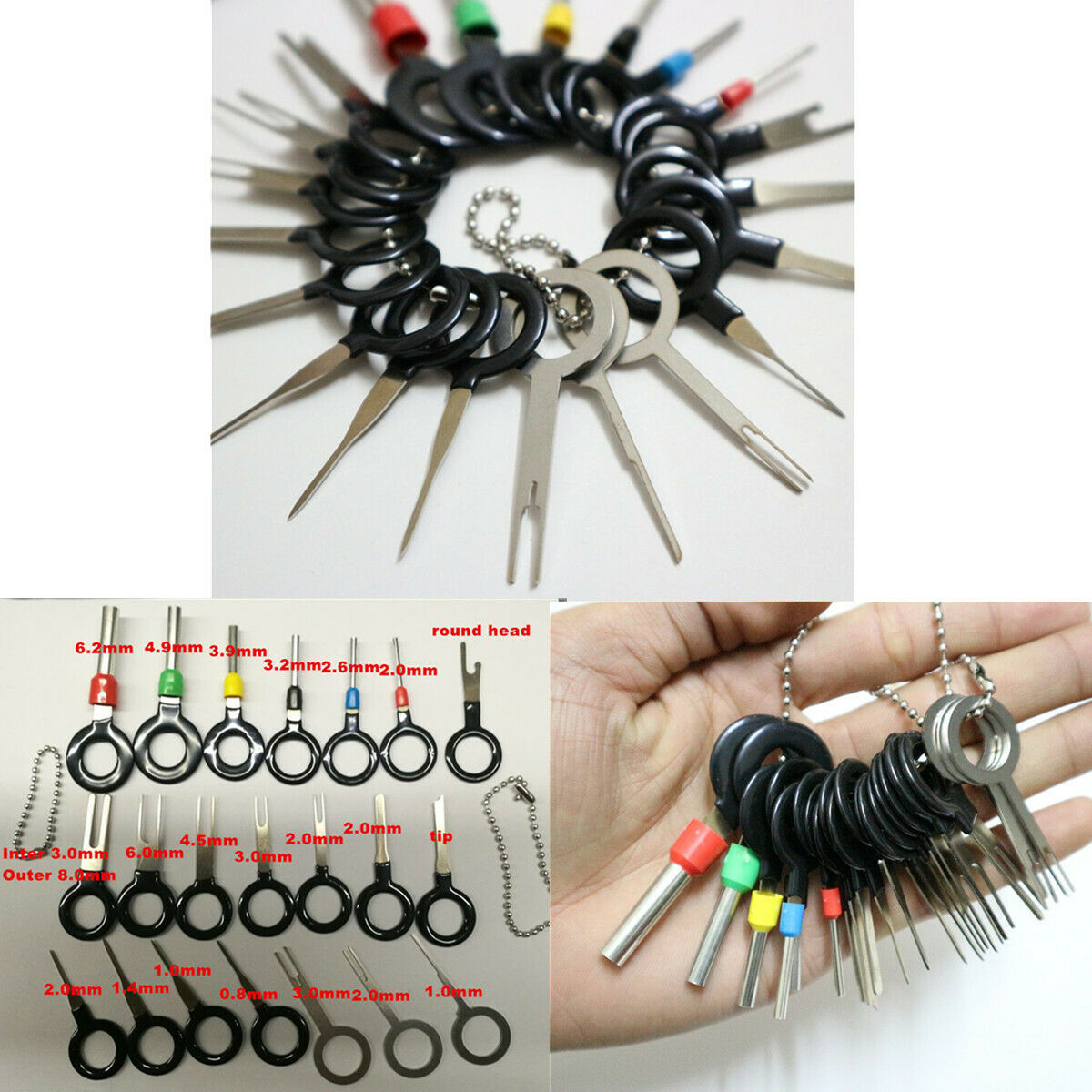 26 Pcs Stainless Steel Wire Terminal Removal Tool Single &Dual &Hollow Pole Pin