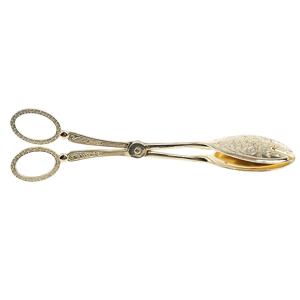 Metal Cake Pizza Bread Tong Clip Kitchen Serving Clamp Golden 8.6 inch