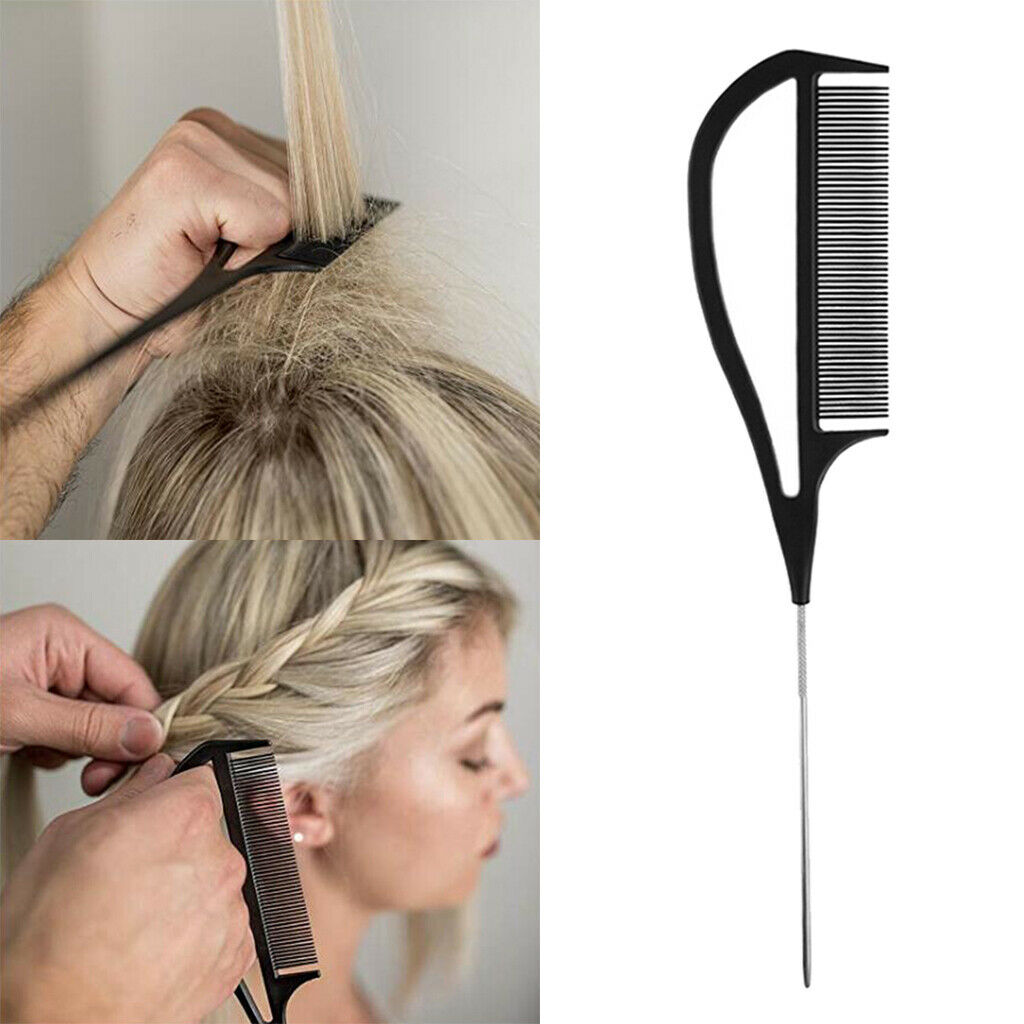 Hairdresser Barber Pin Tail Comb For Styling Hairdressing Weaving Black