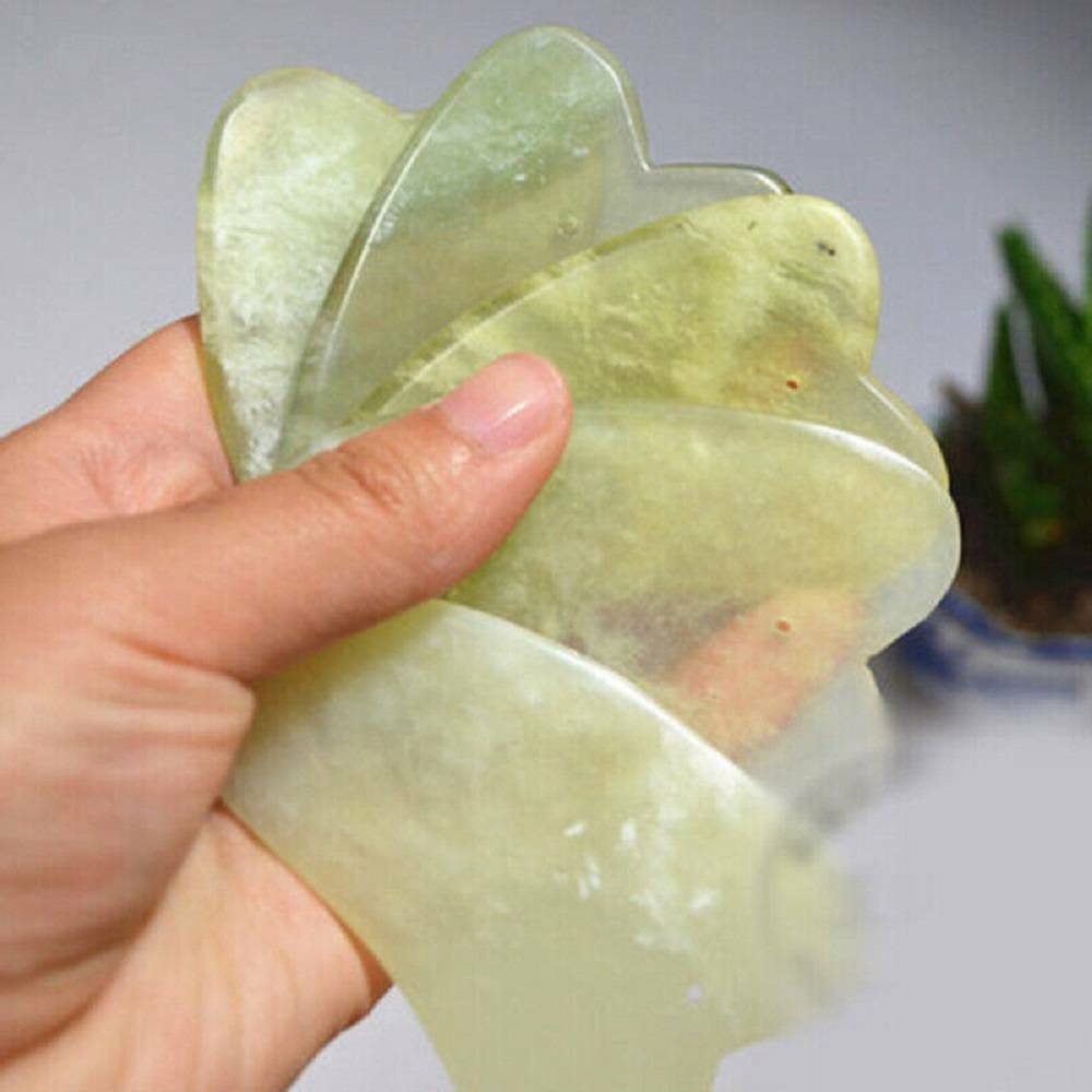 Natural Gua Sha Jade Green Quartz Stone Face Board Tool Heart Shape Massage-Tool
