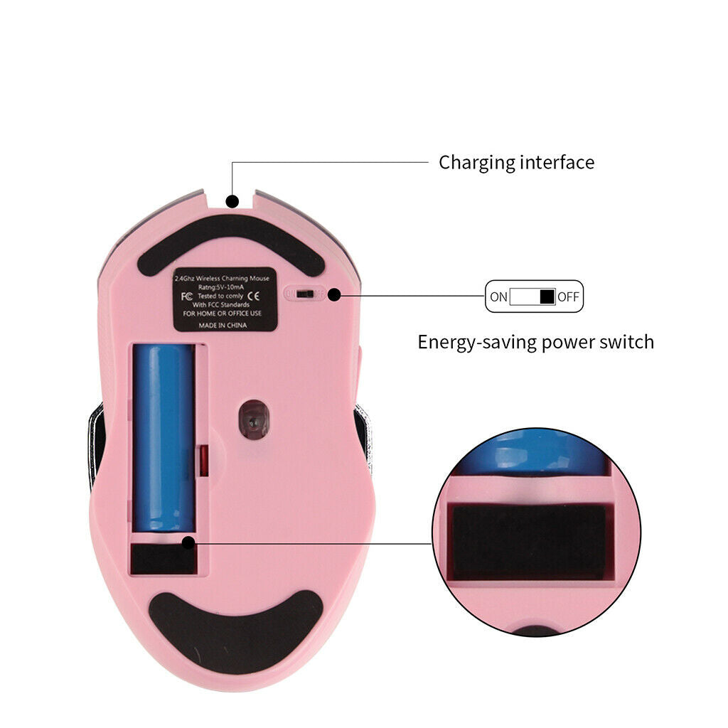 2.4G Wireless Gaming Mouse Optical Mice with USB Receiver, 1600 DPI Levels 6