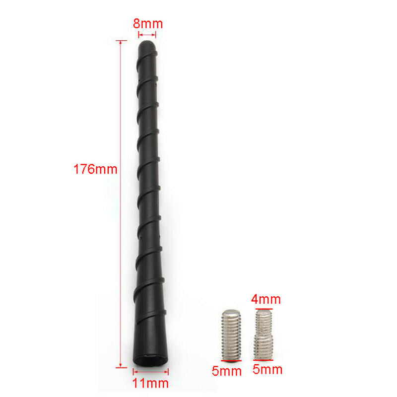 Black 7" Carbon Fiber Sports Car Antenna Adjustable Aerials Universal