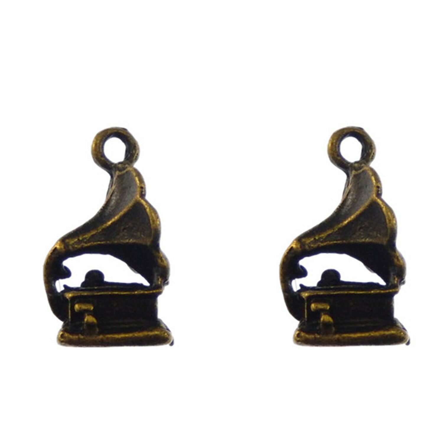 35 pcs Antiqued Bronze Alloy Phonograph Charm 15x8x7 mm Pendant Findings DIY