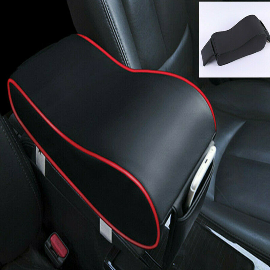 Portable Leather Car Truck Center Armrest Heighten Pad Cushion Storage Bag Black