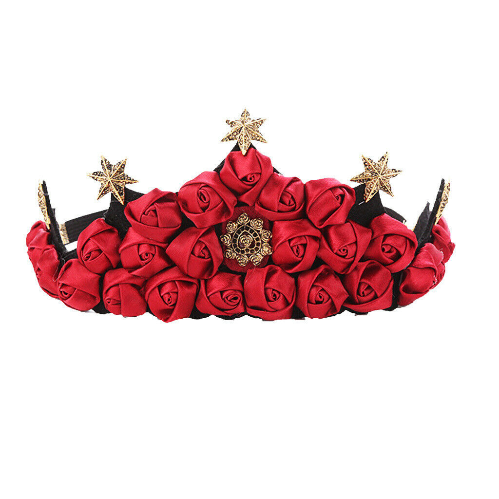 Christmas Wreath Red Roses Crown Performance Prom Party Bride Hair Accessory