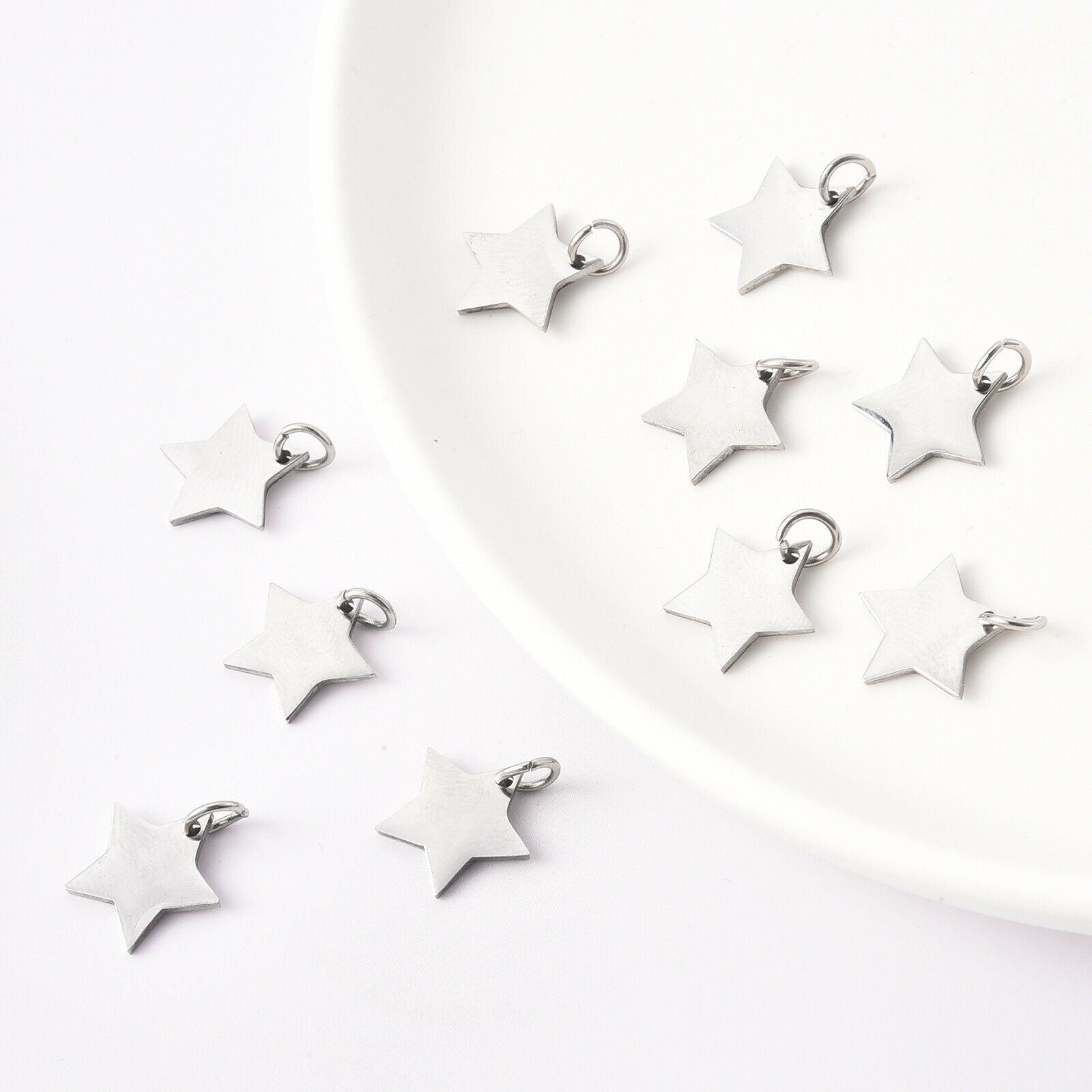 10pcs Stainless Steel Star Shaped Pendant Charms Jewelry Making Supplies