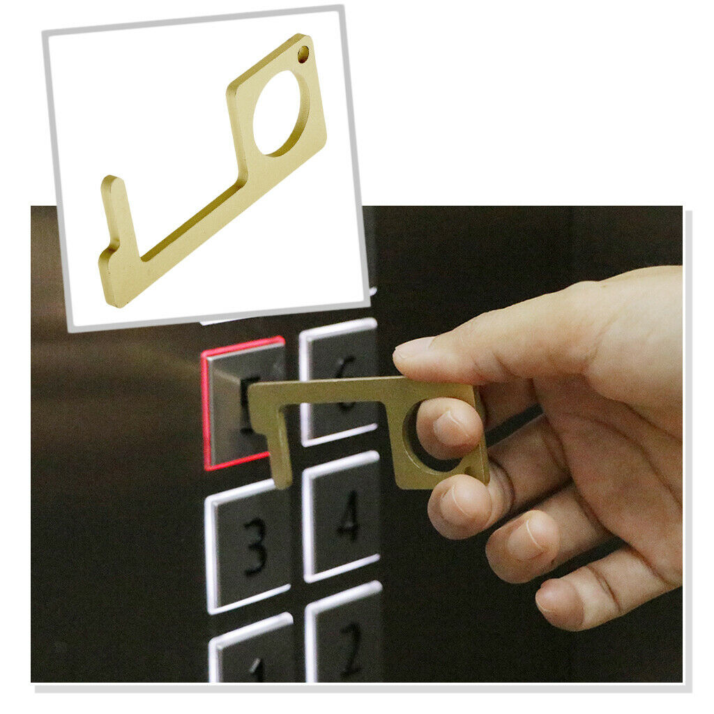 New Portable Hygiene Alloy Touch Free Door Opener Safety Handle Key - Golden