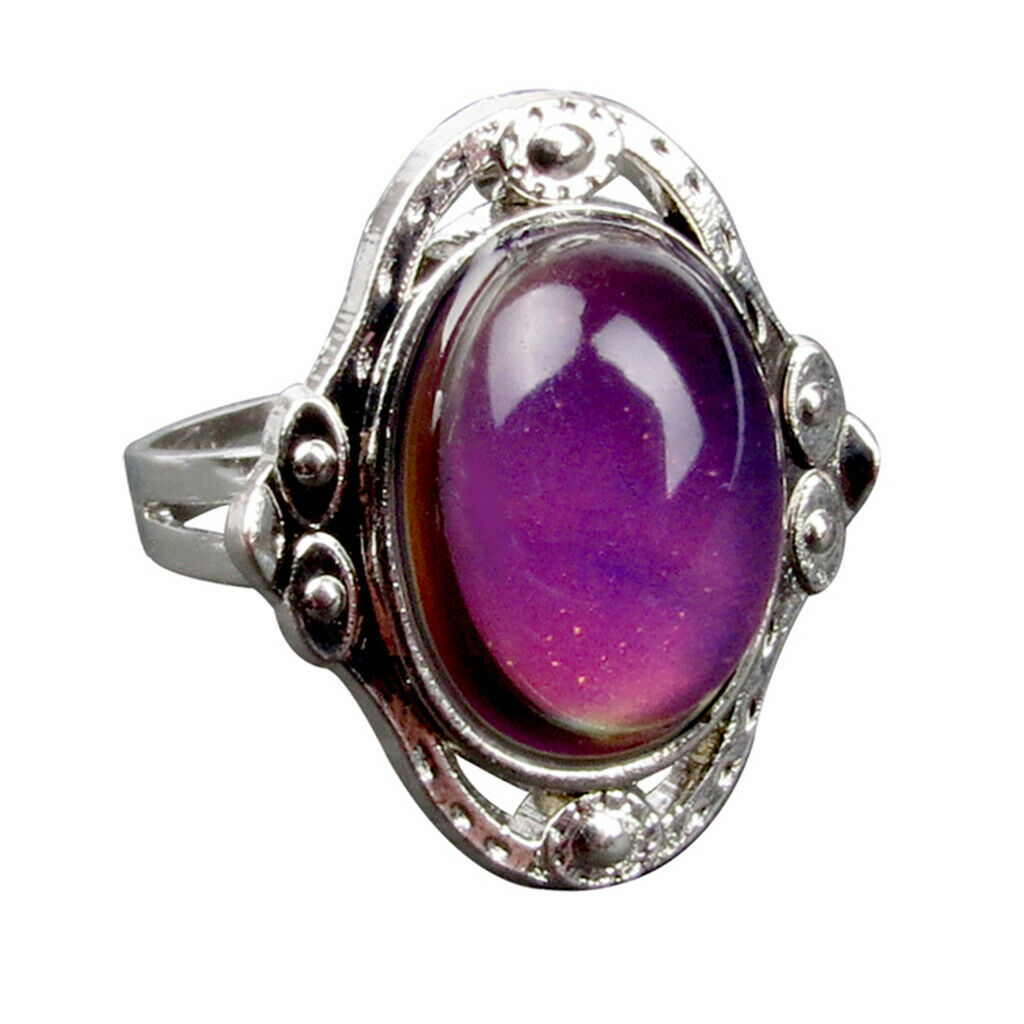 Prettyia Retro Style Mood Gem Ring Necklace Emotion Colour Change Adjustable
